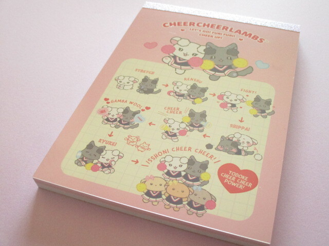Photo1: Kawaii Cute Large Memo Pad Cheer Cheer Lambs San-x *♡ Let's Go! Furi Furi! Cheer Up! ♡ (MH29602)