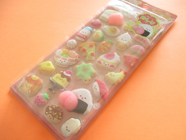 Photo1: Kawaii Cute Special Puffy Sickers Sheet Q-Lia *Mogu Mogu Food (01194)
