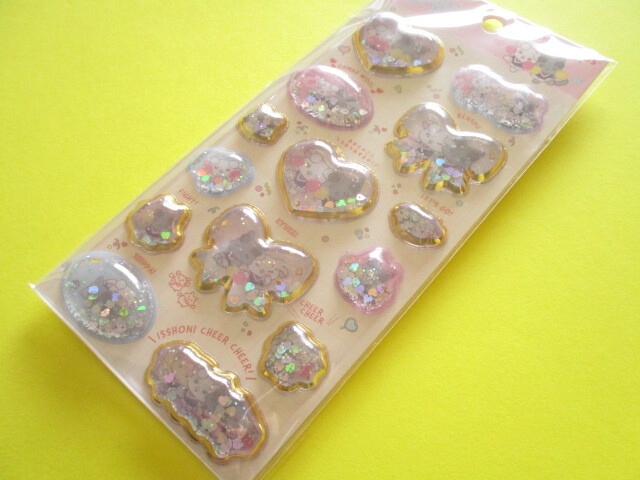 Photo1: Kawaii Cute キラッとぷくぷく Stickers Sheet San-x *Cheer Cheer Lambs (SE70508)