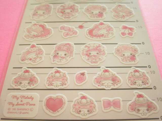Photo: Kawaii Cute 4 Size Stickers Sheet Dolly Mix Kamio Japan *My Melody & My Sweet Piano (307762)