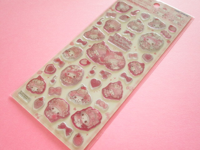 Photo1: Kawaii Cute Candy Glitter Stickers Sheet Dolly Mix Kamio Japan *My Melody & My Sweet Piano (307761)