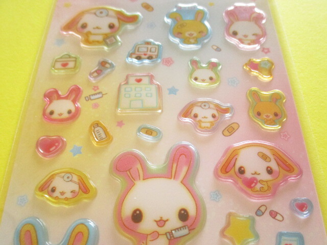 Photo: Kawaii Cute Sticker Sheet 平成ハピ×2 コレクション San-x *うさちゃんクリーニングにおいでよ！(SE74506)
