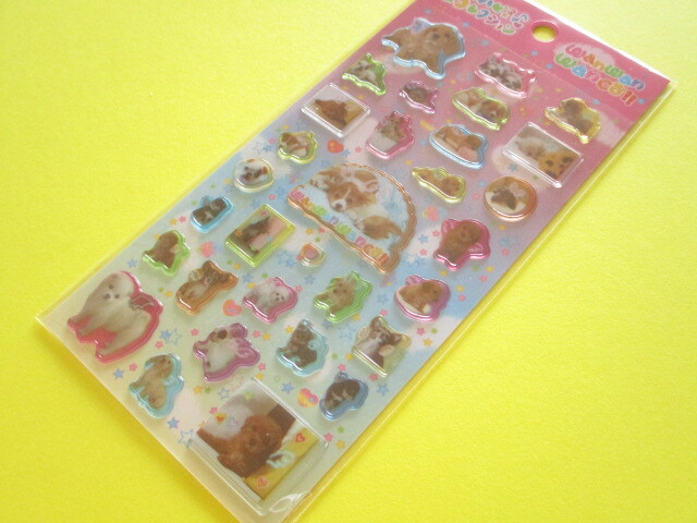 Photo1: Kawaii Cute Sticker Sheet 平成ハピ×2 コレクション San-x *わんわんわんこ (SE74504)