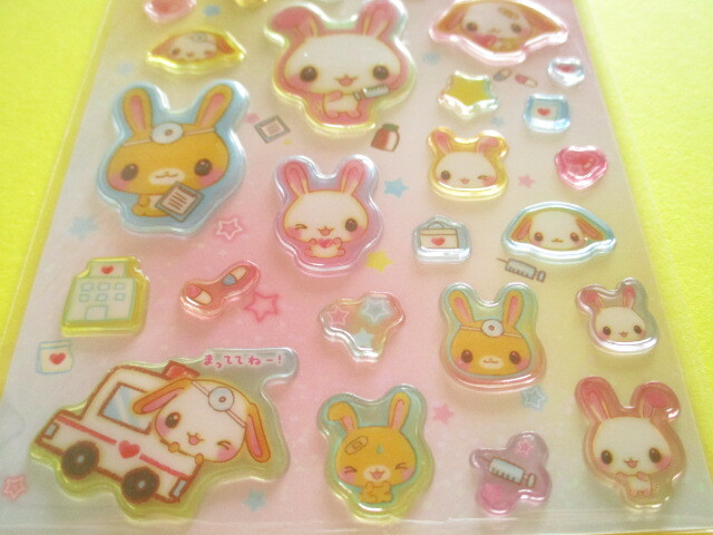 Photo: Kawaii Cute Sticker Sheet 平成ハピ×2 コレクション San-x *うさちゃんクリーニングにおいでよ！(SE74506)