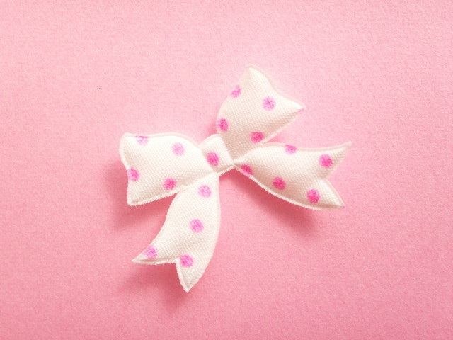 Photo: 10 pcs Kawaii Cute Craft Supplies Padded Ribbon Bow Applique Polka Dots White