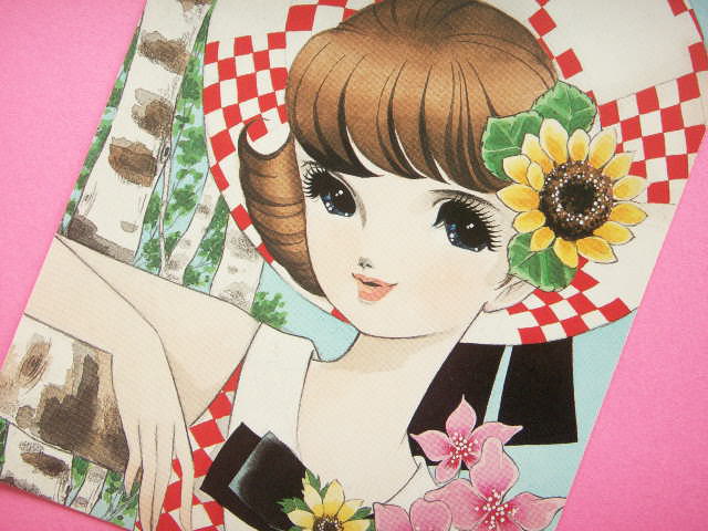 Photo: Japanese Retro Illustration Postcard Cute Girl Miyako *13