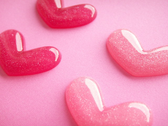 Photo: 4 pcs Kawaii Cute Small Heart Cabochons Flat Back Craft Supplies Pink & Hot Pink