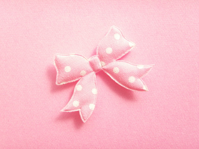 Photo: 10 pcs Kawaii Cute Craft Supplies Padded Ribbon Bow Applique Polka Dots Pink