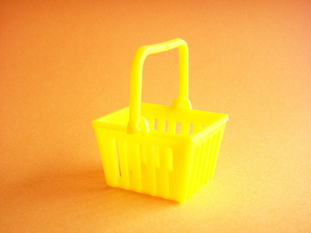 Photo1: Miniature Plastic Basket Toy Yellow