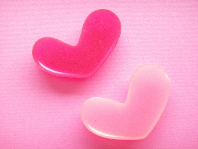 Photo: 4 pcs Kawaii Cute Small Heart Cabochons Flat Back Craft Supplies Pink & Hot Pink